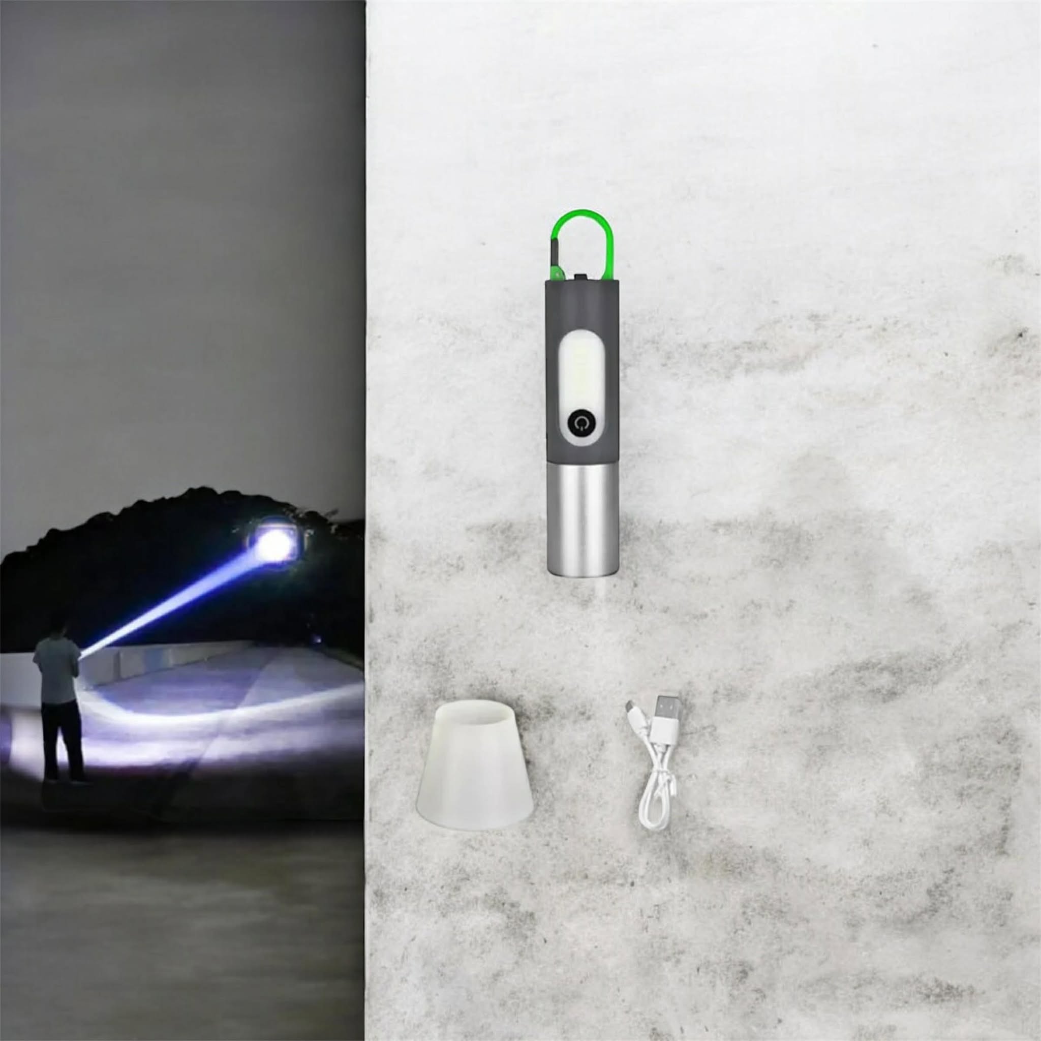 Zoomable LED Flashlight Torch – 4 Modes Light, Floodlight & Spotlight for Outdoor Camping