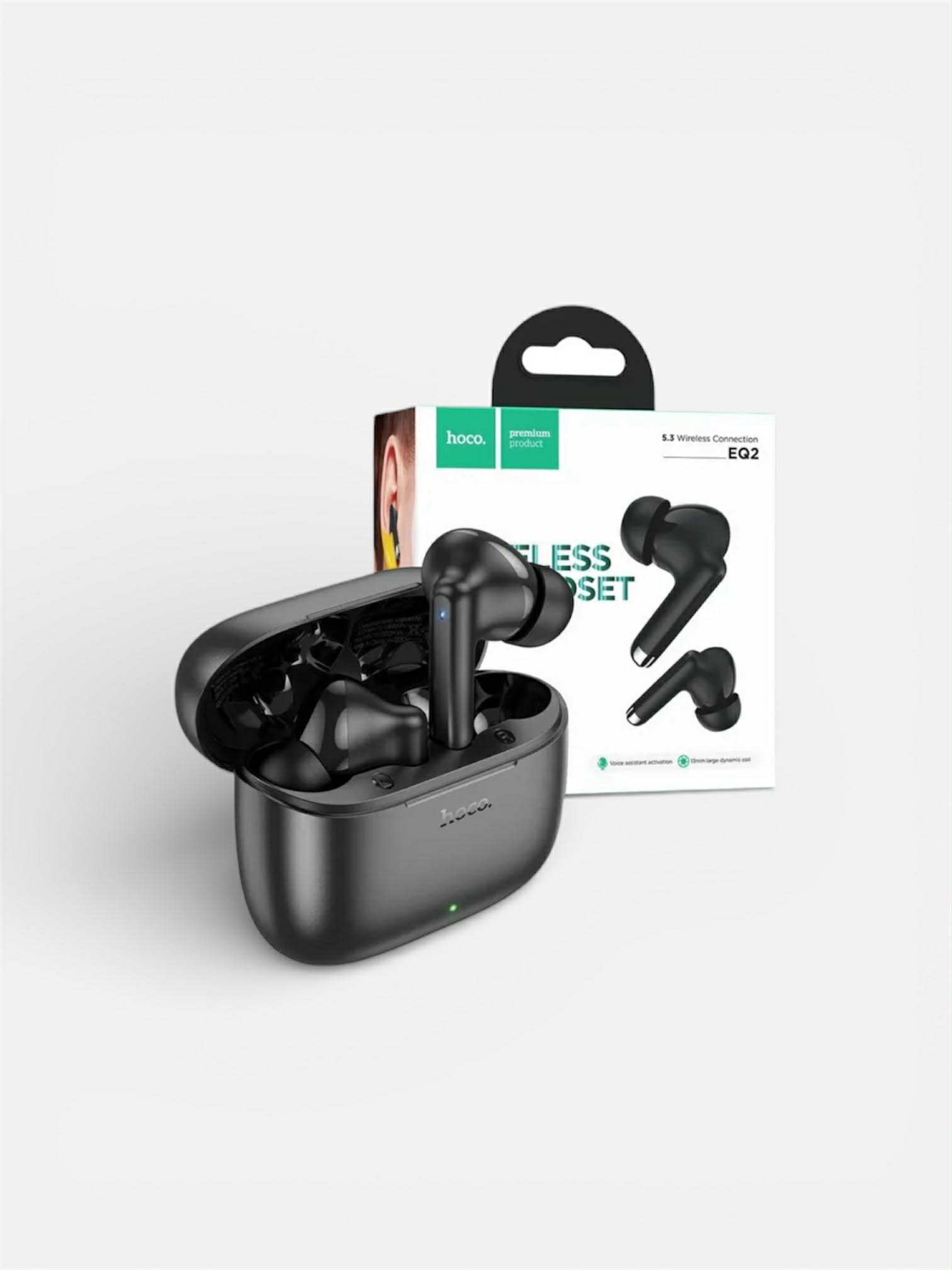 Buy Hoco EQ2 TWS Wireless Earphones Bluetooth 5.3 with super bass, touch control & built-in mic. Best price & fast delivery in Bangladesh.