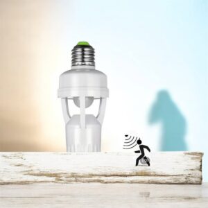 E27 PIR Round Sensor Holder – Motion Sensor Light Bulb Holder, Easy to Install