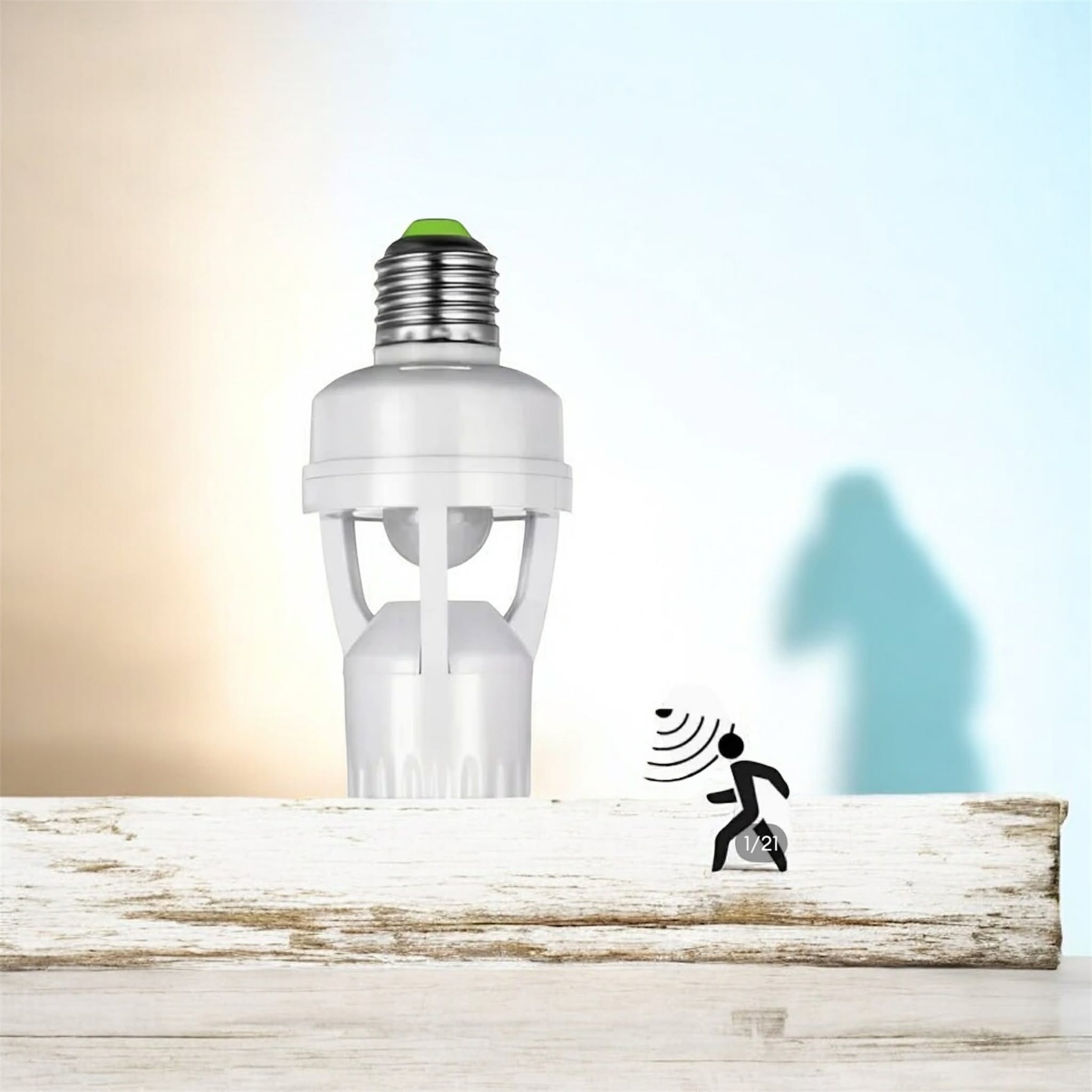 E27 PIR Round Sensor Holder – Motion Sensor Light Bulb Holder, Easy to Install