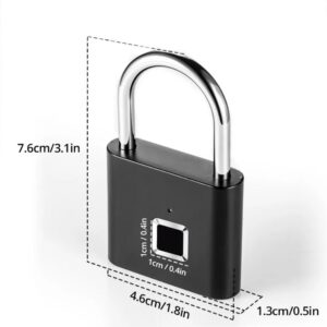 Fingerprint Padlock Portable Anti-Theft Lock – USB Rechargeable Smart Fingerprint Lock for Locker, Suitcase & Backpack