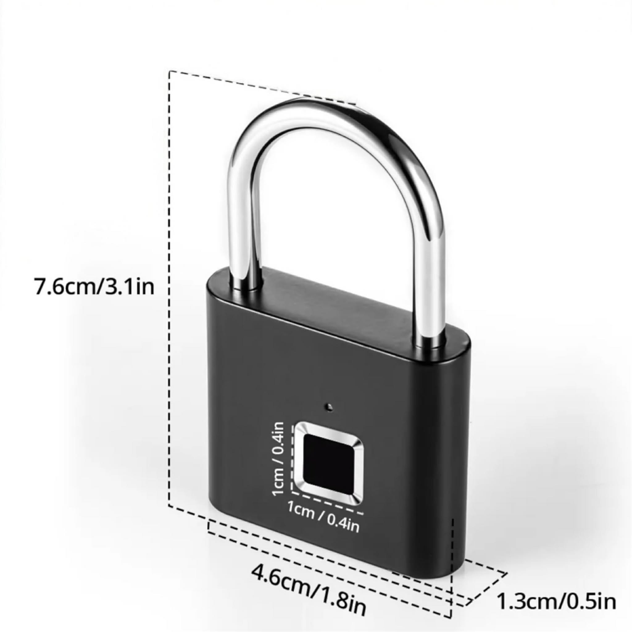 Fingerprint Padlock Portable Anti-Theft Lock – USB Rechargeable Smart Fingerprint Lock for Locker, Suitcase & Backpack