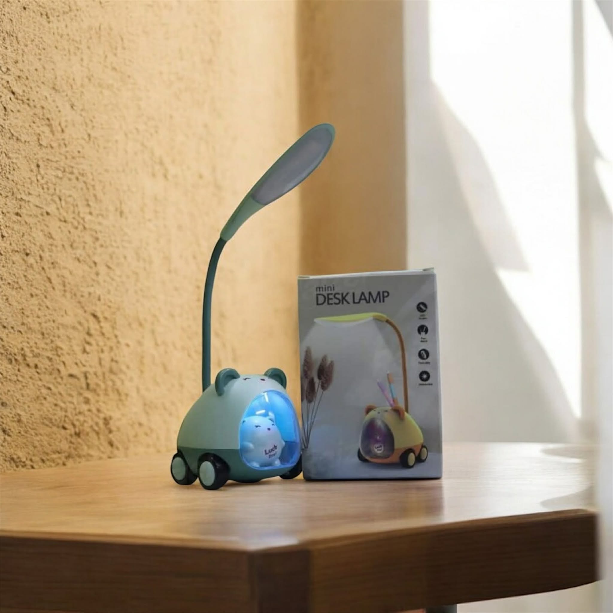 Small Night Light Eye Protection Cartoon Desk Lamp – USB Rechargeable Reading & Study Lamp for Student Bedside